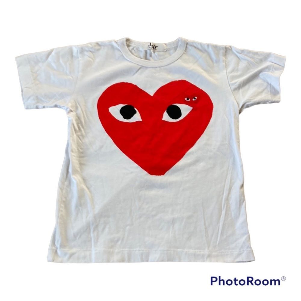 Size small white with red hearts t shirt. Comme des Garçons PLAY